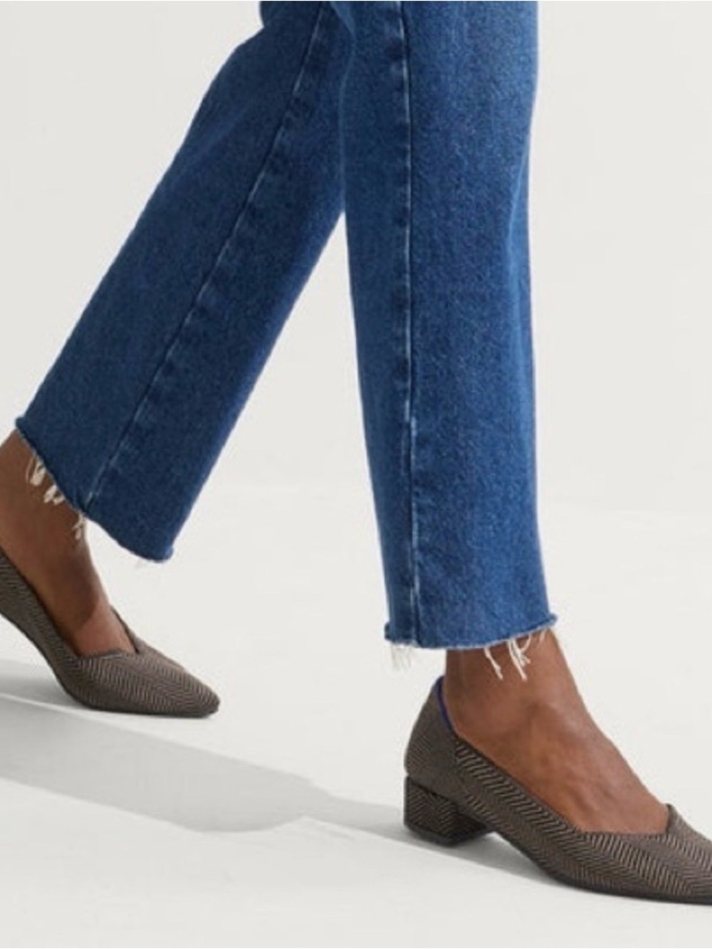 Rothy's Brown Herringbone Low Block Heel Pumps